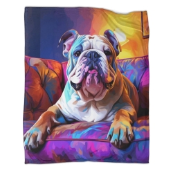 French Bouledogue Plaid en Polaire Imprimé 3D Couverture Douce Confortable pour Canapé Lit Bureau