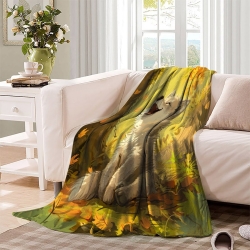 Loup Puppy  Plaid en Polaire Imprimé 3D Couverture Douce Confortable pour Canapé Lit Bureau