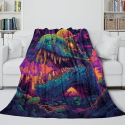 Dinosaure Plaid en Polaire Imprimé 3D Couverture Douce Confortable pour Canapé Lit Bureau