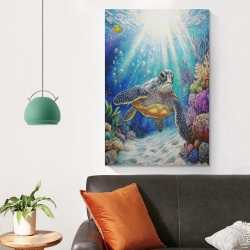 Tortue de mer Peinture sur toile sans cadre, impressions posters art mural pour déco maison chambre bureau