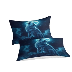 Loup Housse de Couette Imprimée 3D Douce 3 Pièces Literie Garçons Filles