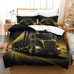 Gros camion Housse de Couette Imprimée 3D Douce 3 Pièces Literie Garçons Filles