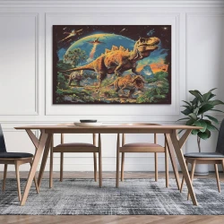 Dinosaure Peinture sur toile sans cadre, impressions posters art mural pour déco maison chambre bureau