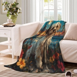 Havana Chien Plaid en Polaire Imprimé 3D Couverture Douce Confortable pour Canapé Lit Bureau
