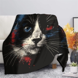 Chat Plaid en Polaire Imprimé 3D Couverture Douce Confortable pour Canapé Lit Bureau