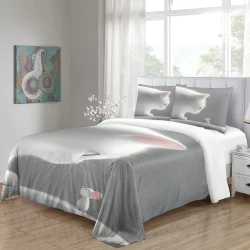 Cute Chat Housse de Couette Imprimée 3D Douce 3 Pièces Literie Garçons Filles