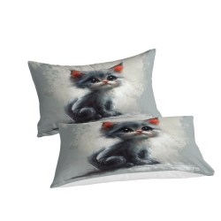 Dwarf Chat Housse de Couette Imprimée 3D Douce 3 Pièces Literie Garçons Filles