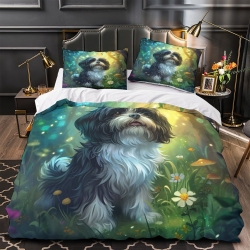 Shih Tzu Housse de Couette Imprimée 3D Douce 3 Pièces Literie Garçons Filles