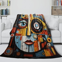Art abstrait Plaid en Polaire Imprimé 3D Couverture Douce Confortable pour Canapé Lit Bureau