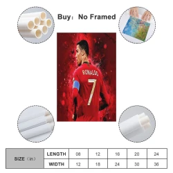 Cristiano Ronaldo Peinture sur toile sans cadre, impressions posters art mural pour déco maison chambre bureau