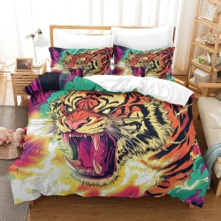 Tigre Housse de Couette Imprimée 3D Douce 3 Pièces Literie Garçons Filles