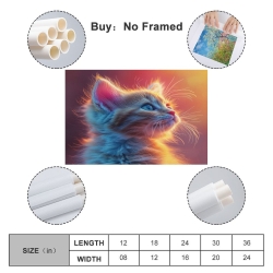 Cute Chat Peinture sur toile sans cadre, impressions posters art mural pour déco maison chambre bureau