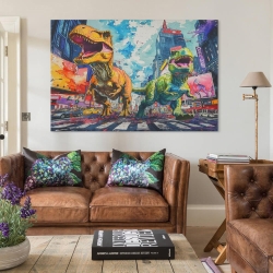 Dinosaure Peinture sur toile sans cadre, impressions posters art mural pour déco maison chambre bureau