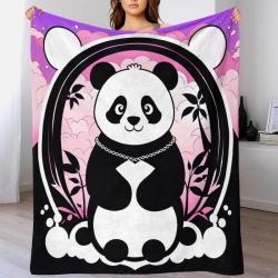 Panda Plaid en Polaire Imprimé 3D Couverture Douce Confortable pour Canapé Lit Bureau