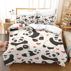 Panda Housse de Couette Imprimée 3D Douce 3 Pièces Literie Garçons Filles