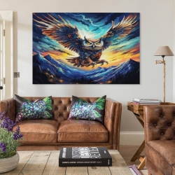 Hibou Peinture sur toile sans cadre, impressions posters art mural pour déco maison chambre bureau