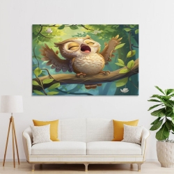 Hibou Peinture sur toile sans cadre, impressions posters art mural pour déco maison chambre bureau
