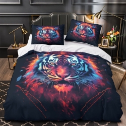 Tigre Housse de Couette Imprimée 3D Douce 3 Pièces Literie Garçons Filles