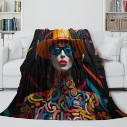Art abstrait Femmes Plaid en Polaire Imprimé 3D Couverture Douce Confortable pour Canapé Lit Bureau