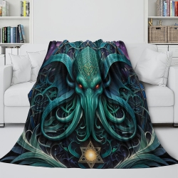Mythe de l'horreur Cthulhu Plaid en Polaire Imprimé 3D Couverture Douce Confortable pour Canapé Lit Bureau