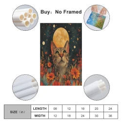 Chat Peinture sur toile sans cadre, impressions posters art mural pour déco maison chambre bureau