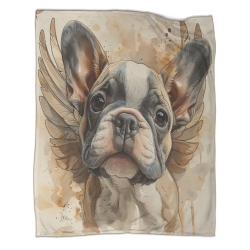 French Bouledogue Plaid en Polaire Imprimé 3D Couverture Douce Confortable pour Canapé Lit Bureau