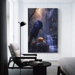 Corbeau Peinture sur toile sans cadre, impressions posters art mural pour déco maison chambre bureau