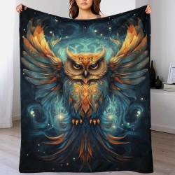 Hibou Plaid en Polaire Imprimé 3D Couverture Douce Confortable pour Canapé Lit Bureau