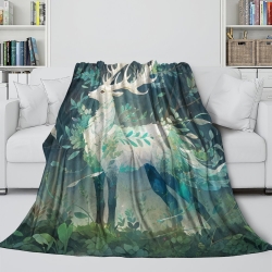 Renne Plaid en Polaire Imprimé 3D Couverture Douce Confortable pour Canapé Lit Bureau