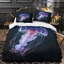 Méduse Housse de Couette Imprimée 3D Douce 3 Pièces Literie Garçons Filles