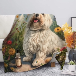 Havana Chien Plaid en Polaire Imprimé 3D Couverture Douce Confortable pour Canapé Lit Bureau