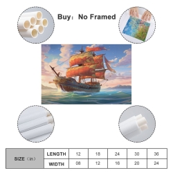 Voilier Peinture sur toile sans cadre, impressions posters art mural pour déco maison chambre bureau