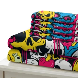 Crâne Housse de Couette Imprimée 3D Douce 3 Pièces Literie Garçons Filles