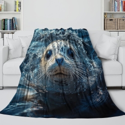 Seal 3D Printed Fleece Throw Blanket Soft Cozy Blanket for Couch Sofa Bed Office