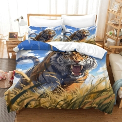 Tigre Housse de Couette Imprimée 3D Douce 3 Pièces Literie Garçons Filles