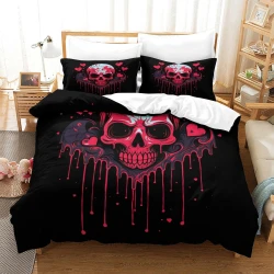 Crâne Housse de Couette Imprimée 3D Douce 3 Pièces Literie Garçons Filles