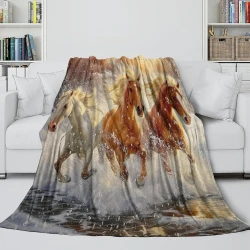 Cheval Plaid en Polaire Imprimé 3D Couverture Douce Confortable pour Canapé Lit Bureau