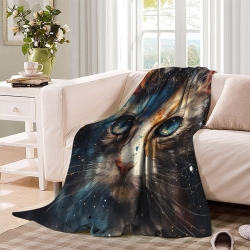 Chat Plaid en Polaire Imprimé 3D Couverture Douce Confortable pour Canapé Lit Bureau