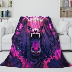 Ours noir Plaid en Polaire Imprimé 3D Couverture Douce Confortable pour Canapé Lit Bureau