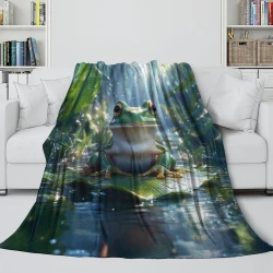 Grenouille Plaid en Polaire Imprimé 3D Couverture Douce Confortable pour Canapé Lit Bureau