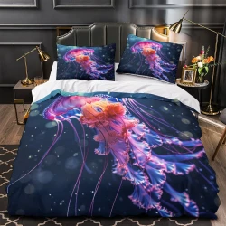 Méduse Housse de Couette Imprimée 3D Douce 3 Pièces Literie Garçons Filles