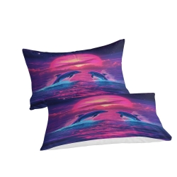 Dauphin Housse de Couette Imprimée 3D Douce 3 Pièces Literie Garçons Filles