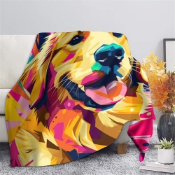 Golden Retriever Plaid en Polaire Imprimé 3D Couverture Douce Confortable pour Canapé Lit Bureau