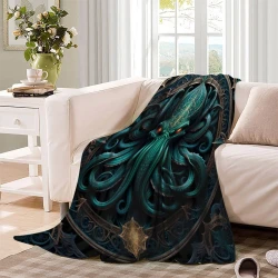 Mythe de l'horreur Cthulhu Plaid en Polaire Imprimé 3D Couverture Douce Confortable pour Canapé Lit Bureau