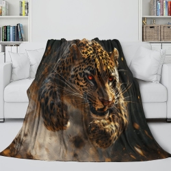 Leopard 3D Printed Fleece Throw Blanket Soft Cozy Blanket for Couch Sofa Bed Office