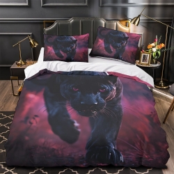 Panthère noire Housse de Couette Imprimée 3D Douce 3 Pièces Literie Garçons Filles