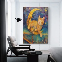 Chat Peinture sur toile sans cadre, impressions posters art mural pour déco maison chambre bureau