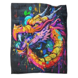 Dragón Manta de Forro Polar Impresa en 3D Suave y Acogedora para Sofá Cama Oficina