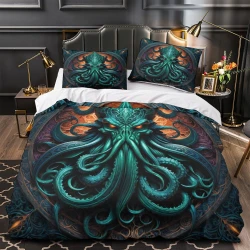 Mito dell'orrore Cthulhu Copripiumino Stampato 3D Morbido 3 Pezzi Biancheria da Letto per Ragazzi Ragazze