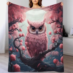 Hibou Plaid en Polaire Imprimé 3D Couverture Douce Confortable pour Canapé Lit Bureau